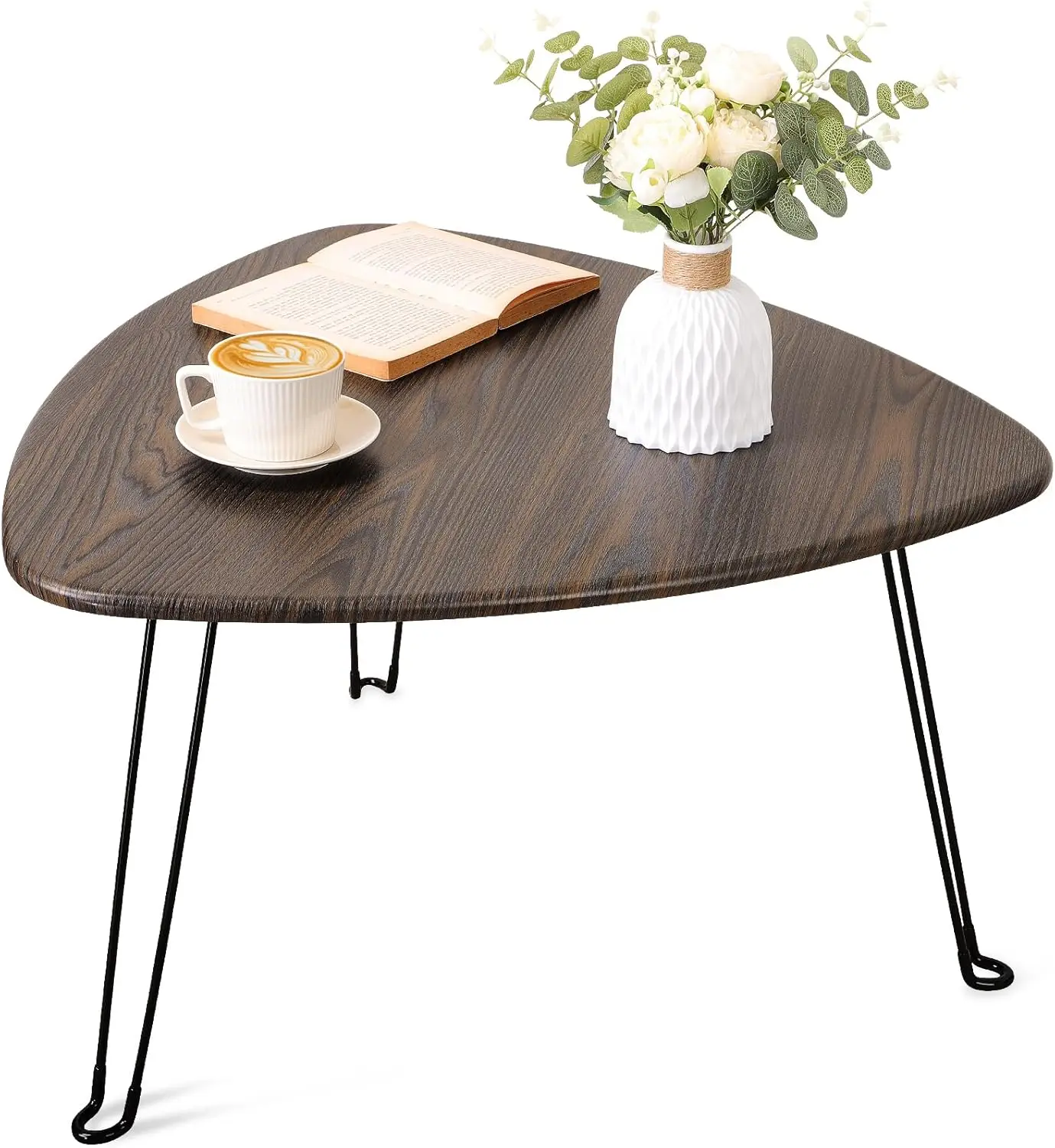 

Складные кофейные столики для небольших помещений, складной промышленный журнальный столик для дивана, треугольный дизайн, кофейный столик с деревянным каркасом в стиле середины века