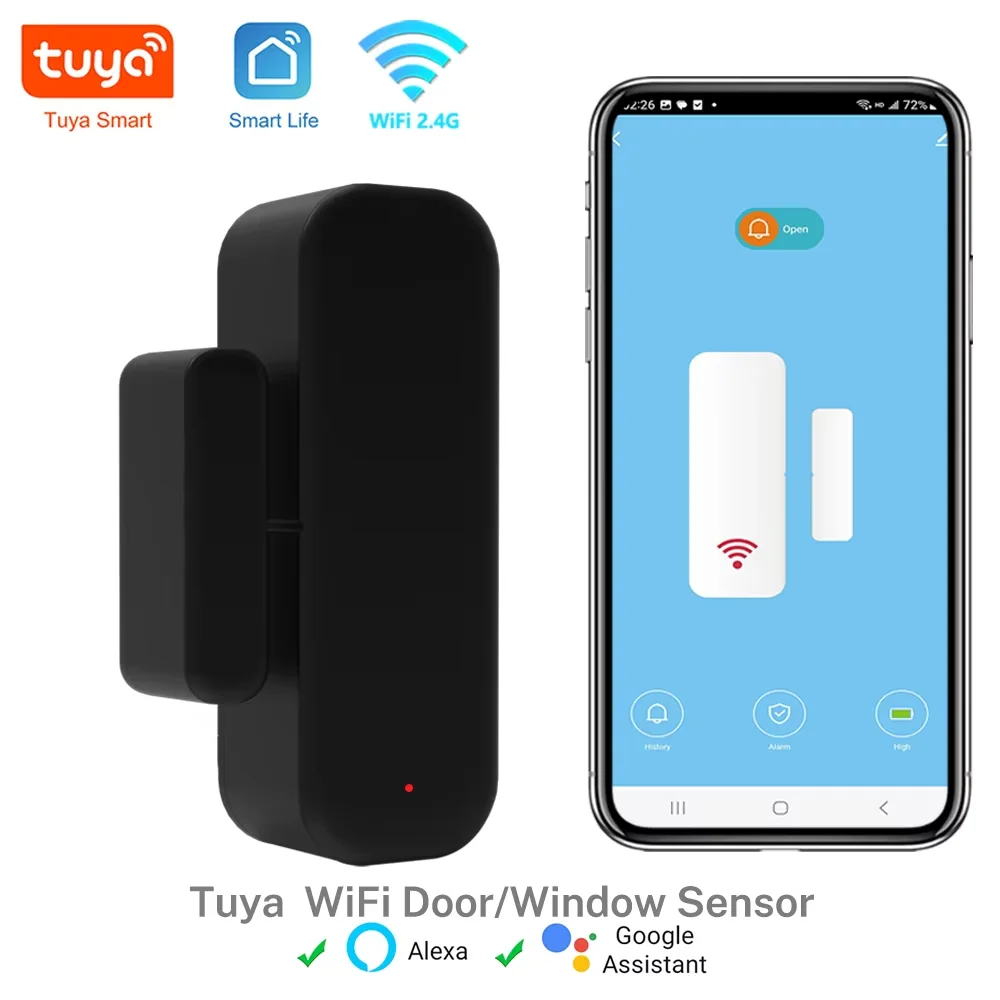 Приложение Tuya WiFi Smart Life, дистанционное управление для Alexa Google, датчик двери дома, датчик окна, умный дом, беспроводной детектор дверей