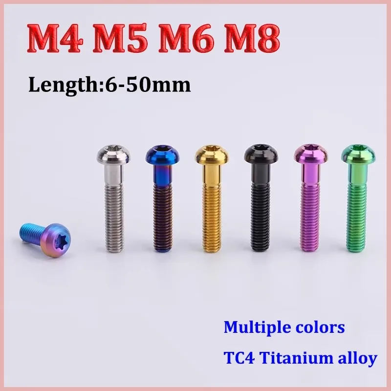 Juego de 5 tornillos de titanio M4 M5 M6 M8 x 6 8 9 10 12 14 15 16 18 20 25 30 35 40 45 50mm con rosca interior tipo plumilla para accesorios de bicicleta
