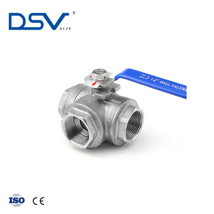 DSV Brand CF8 CF8M Stainless Steel 3 Way Ball Valve