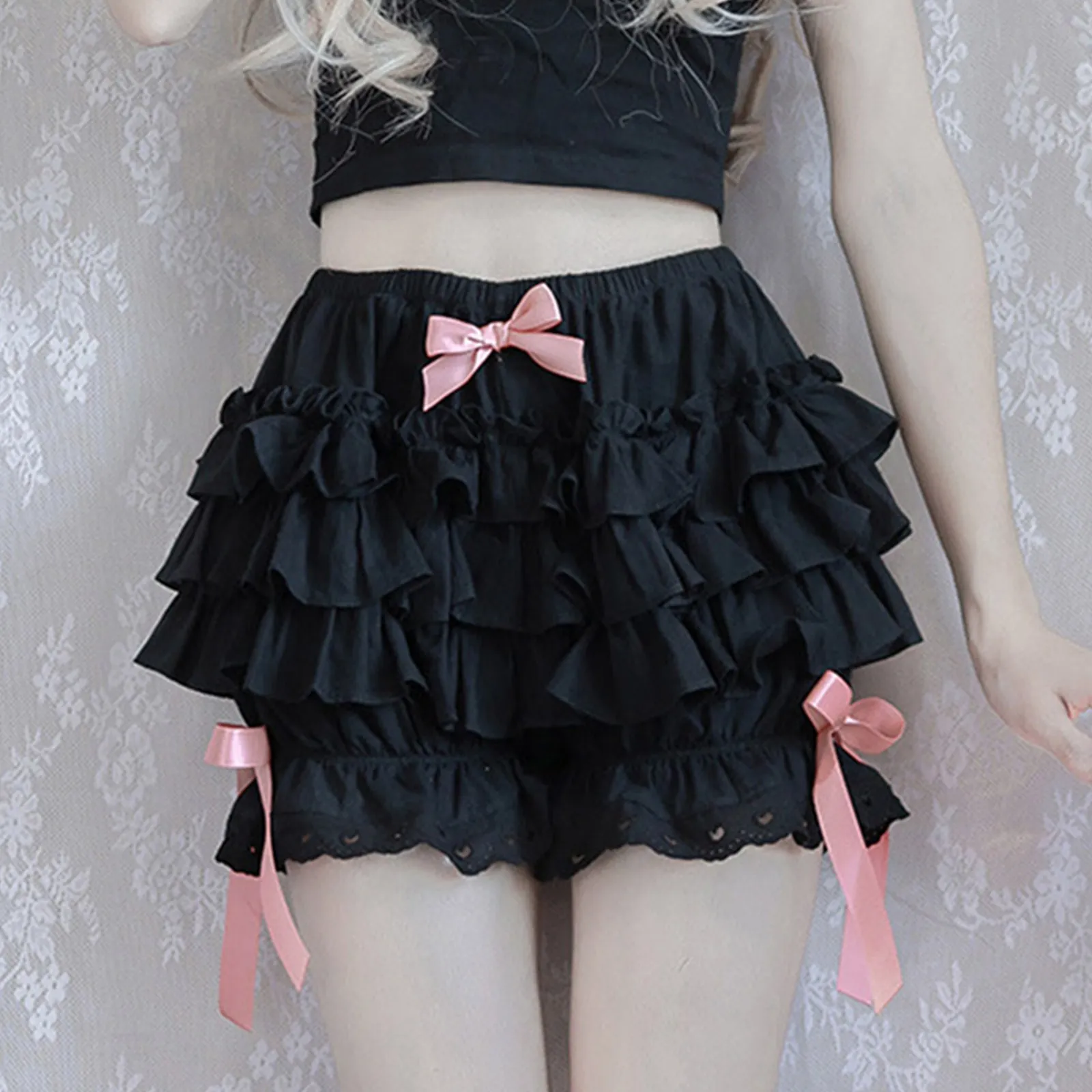 Lolita Maid Ruffle Shorts for Women Girls Cotton Pants Bloomers Kawaii Cute Safe Short Pants