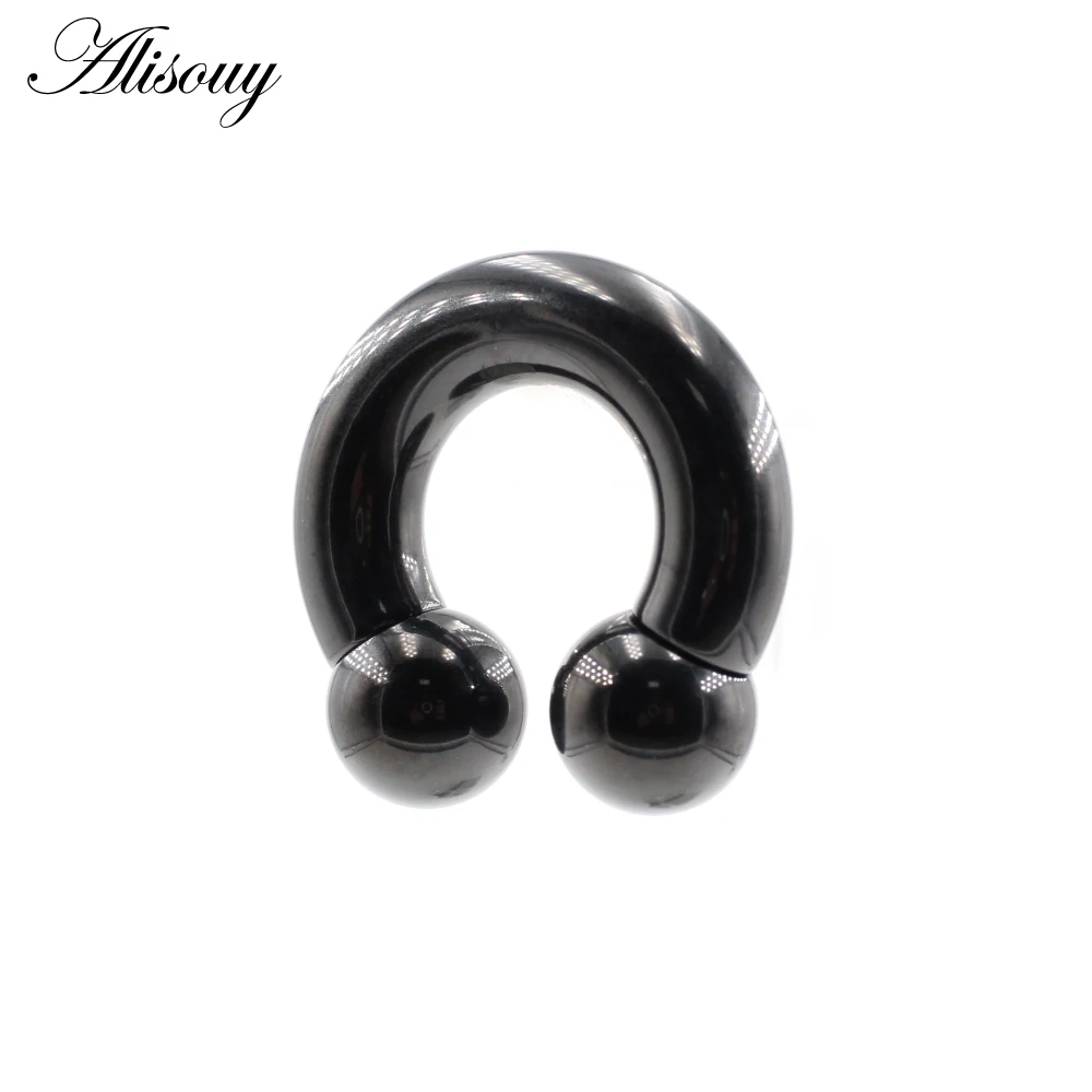 Alisouy 1PC Big Large Size Captive Bead Nose Ring Ear Plug Expander Guauge Male Genital BCR Hoop Earring Piercing Body Jewelry