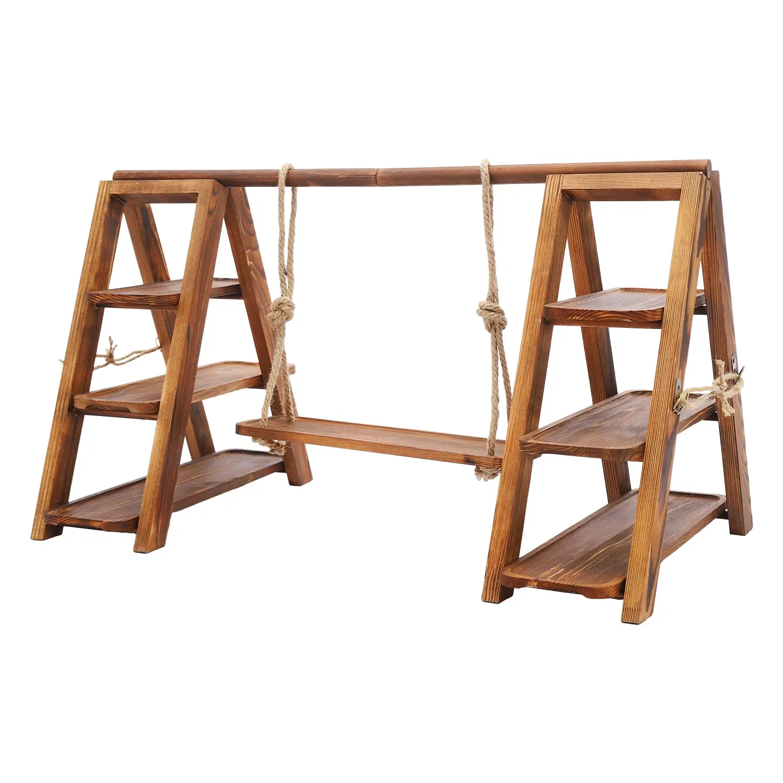 3 طبقات صينية تقديم مجموعة صينية تقديم خشبية مجموعة عرض طاولة الصحراء كعكة سوينغ حامل عرض خشبي للحلويات كب كيك ،