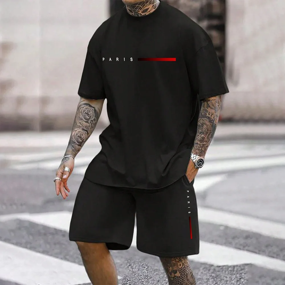 Men Two Piece Tracksuit Loose Plus Size Cut Full 3D Print Light Polyester Quick Dry Outdoor Sport Outfit Summer Multi Oversize Sizes