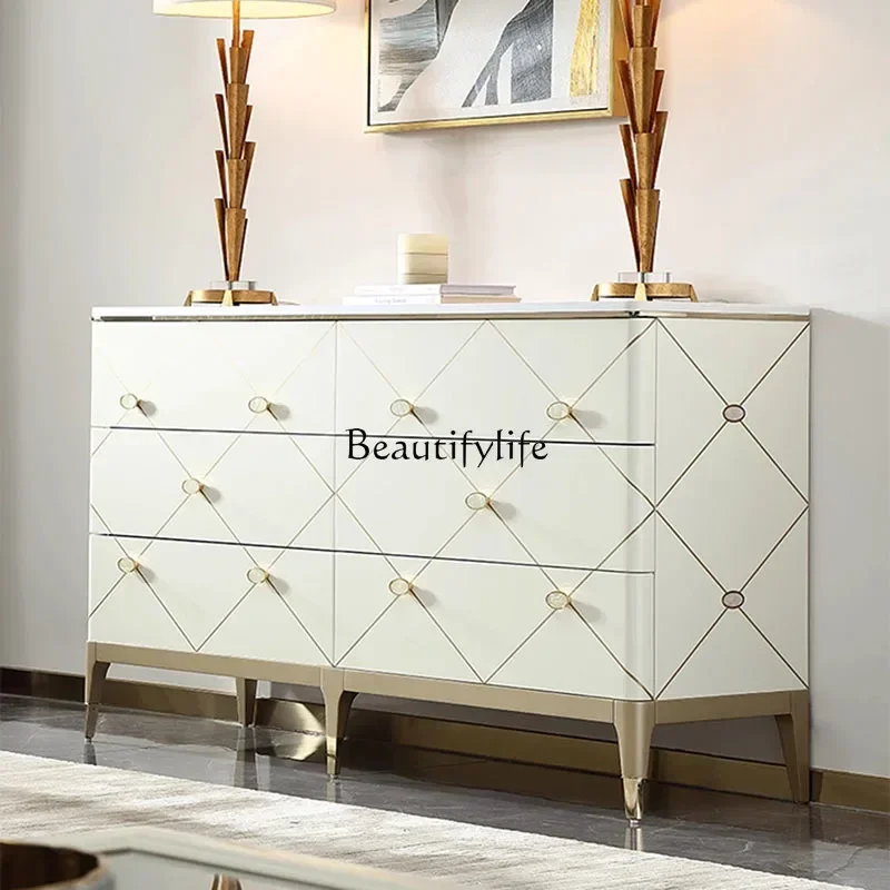 

54American light luxury style entrance hall porch cabinet solid wood high-end bucket cabinet storage side cabinetL