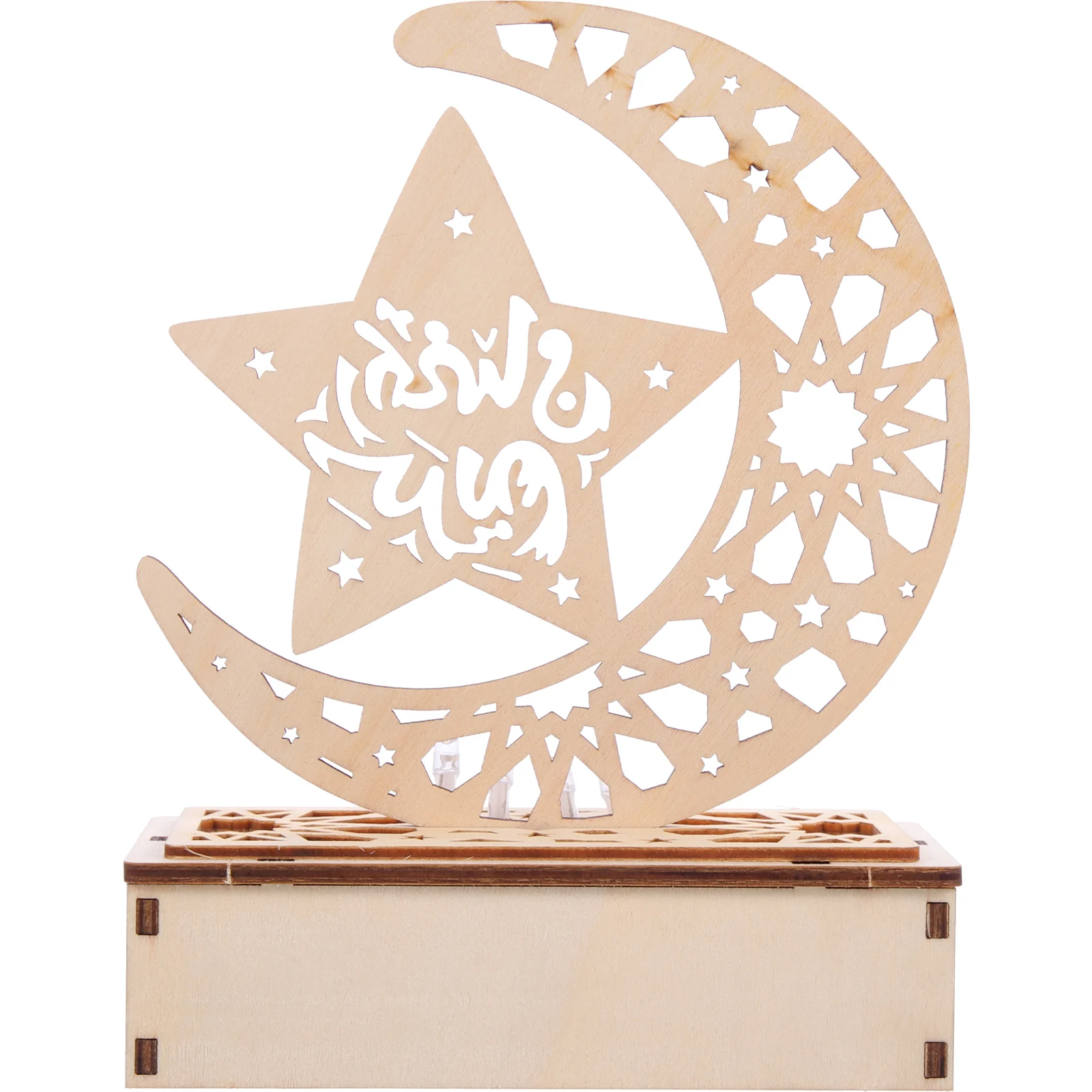 

Wooden Ornament Decor Islamic Star Light Wooden Moon Wall Pendant Star Ornament Night Lamp