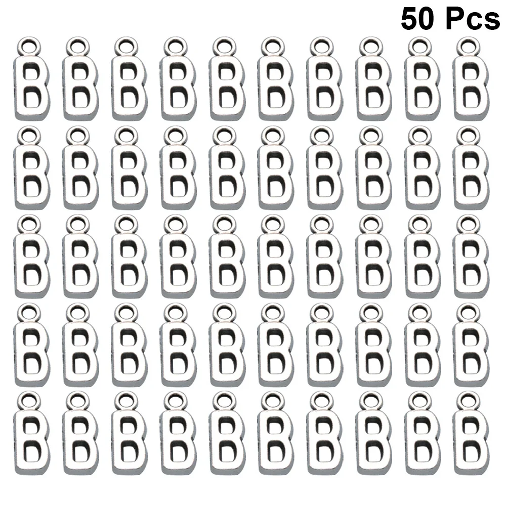 

50Pcs Alloy English Letter Pendant Charms Durable DIY Jewelry Making Accessories for Necklace Bracelet Keychain