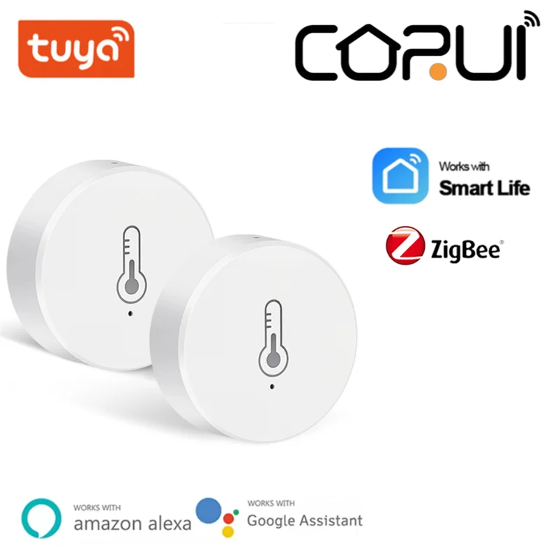 

CORUI ZigBee 3.0 Smart Temperature And Humidity Sensor Tuya Smart Life App Remote Control Work With Alexa Google Home Assistant