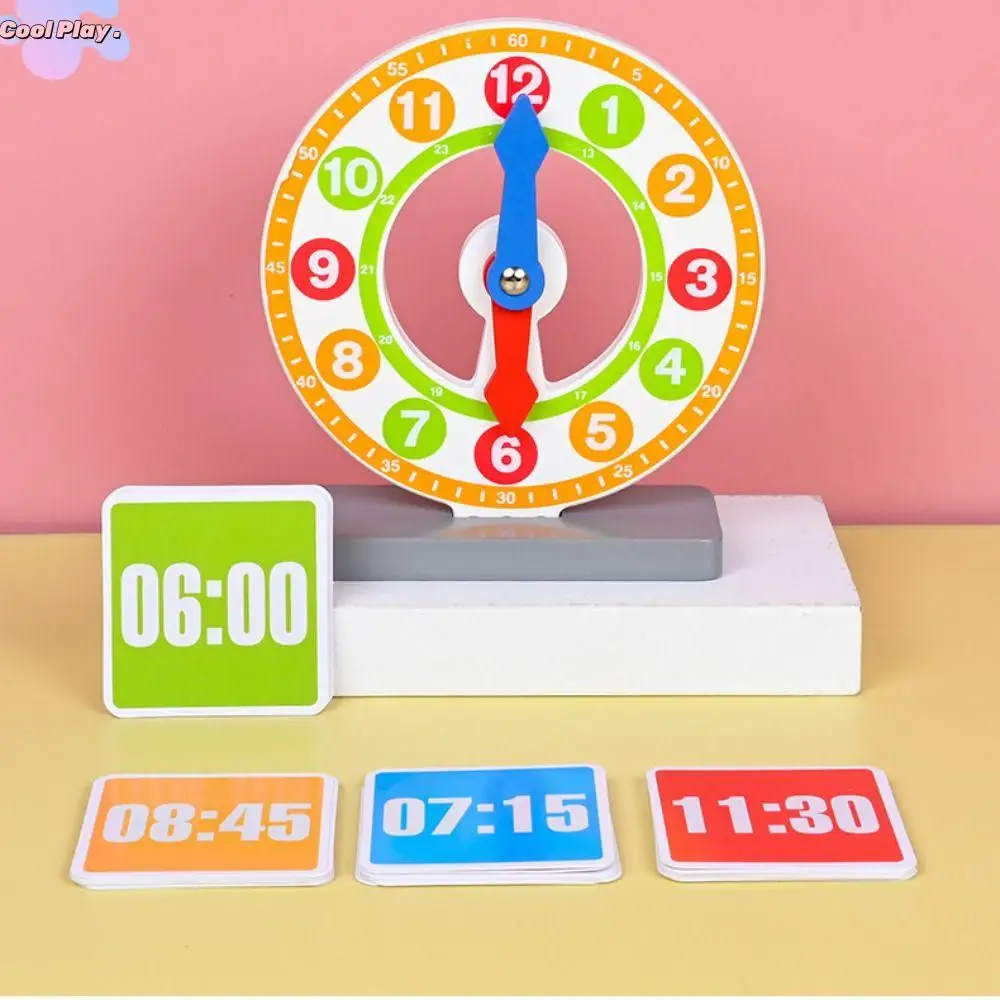 

Montessori Wooden Clock Kids Toy Puzzle Model Teaching Clock Activities Set Portable Colorful Learning Clock Toy