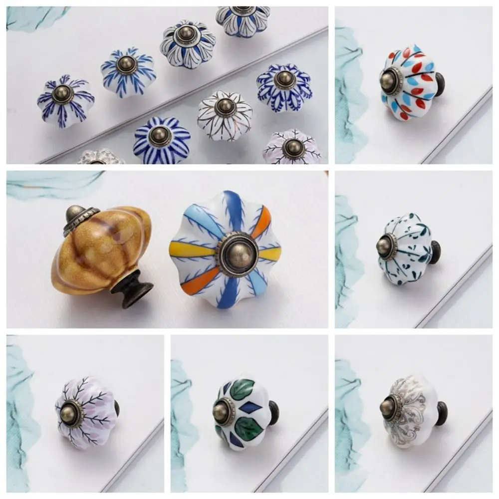 Керамика и сплавы, тыквенная ручка, несколько цветов, креативная винтажная дверная ручка, модная мебельная ручка с одним отверстием, комод