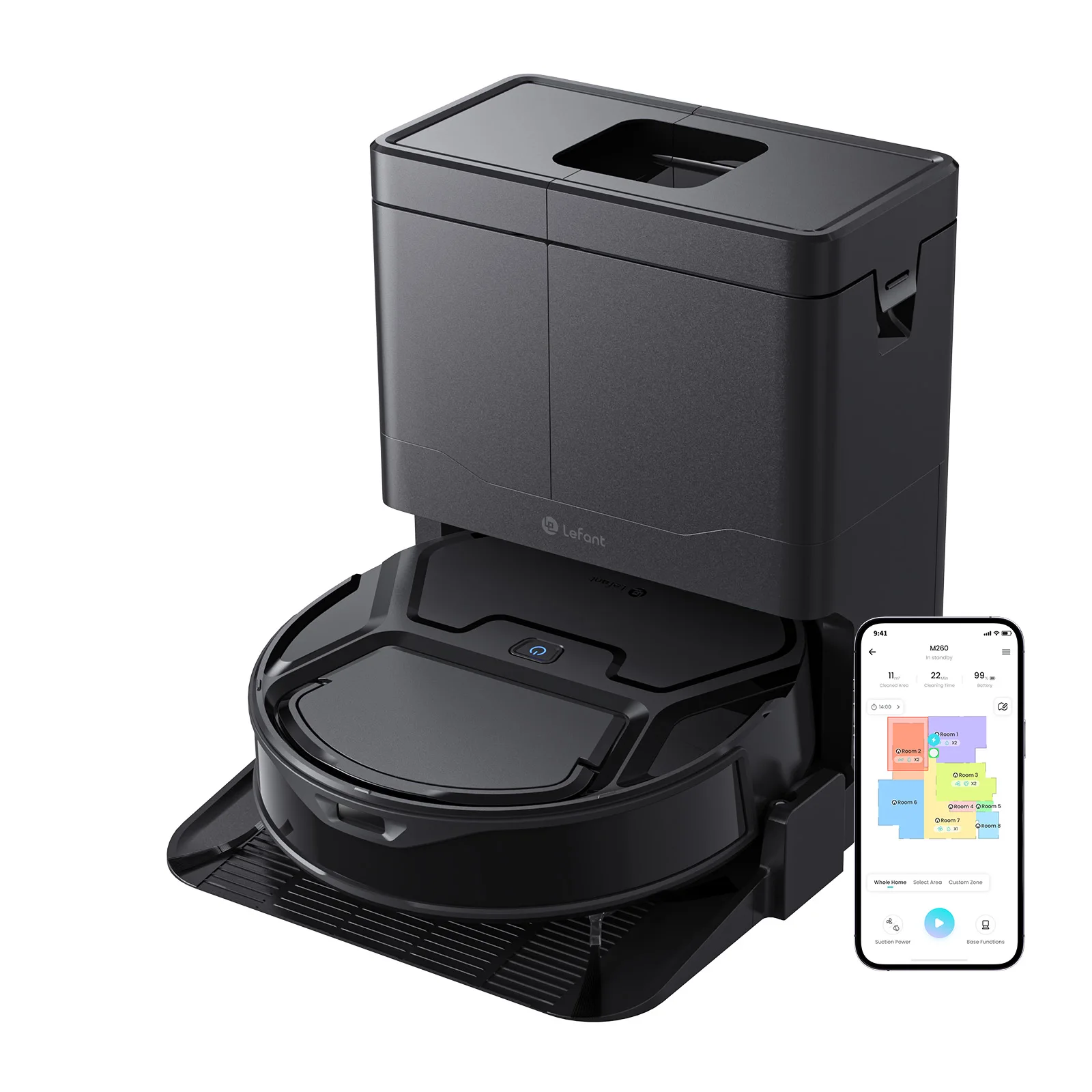 Lefant M265 Robot Vacuum and Mop, 17000Pa Strong Suction, Self-Cleaning Roller Mop with Auto Drying, LiDAR Navigation & Obstacle Avoidance, Tangle-Free Pet Hair, Slim, 5G WiFi,