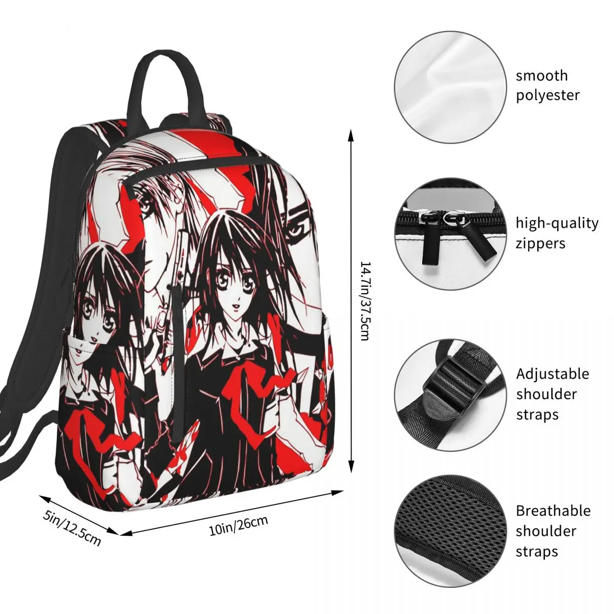 Vampire Knight Anime Backpack Student BookBag Children School Bag Laptop Shoulder Bags Men Women
