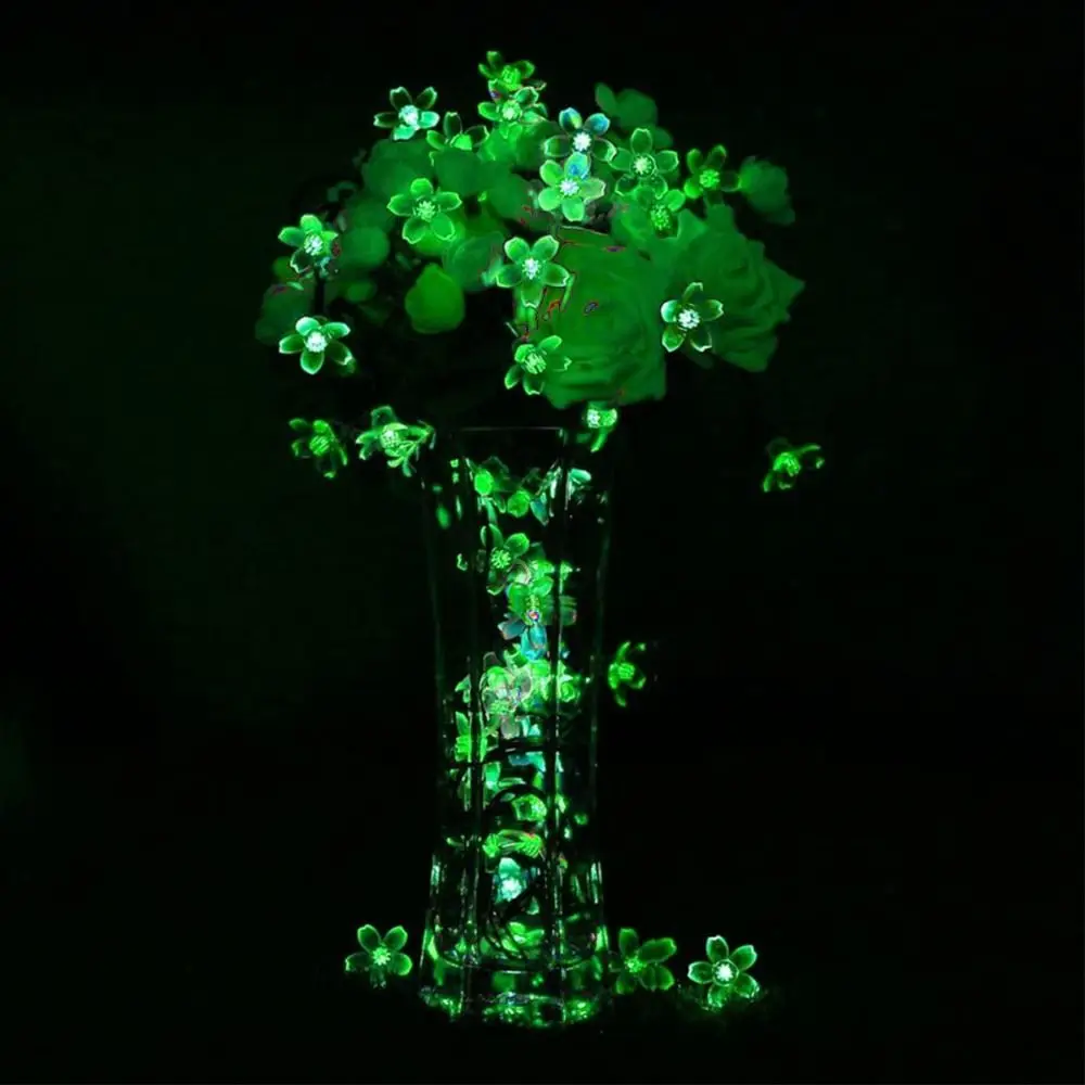 12 متر سلسلة أضواء الشمسية 100 LED السيارات تشغيل/إيقاف الخوخ زهرة أضواء ساكورا أكاليل مقاوم للماء الشمسية الجنية سلسلة ضوء