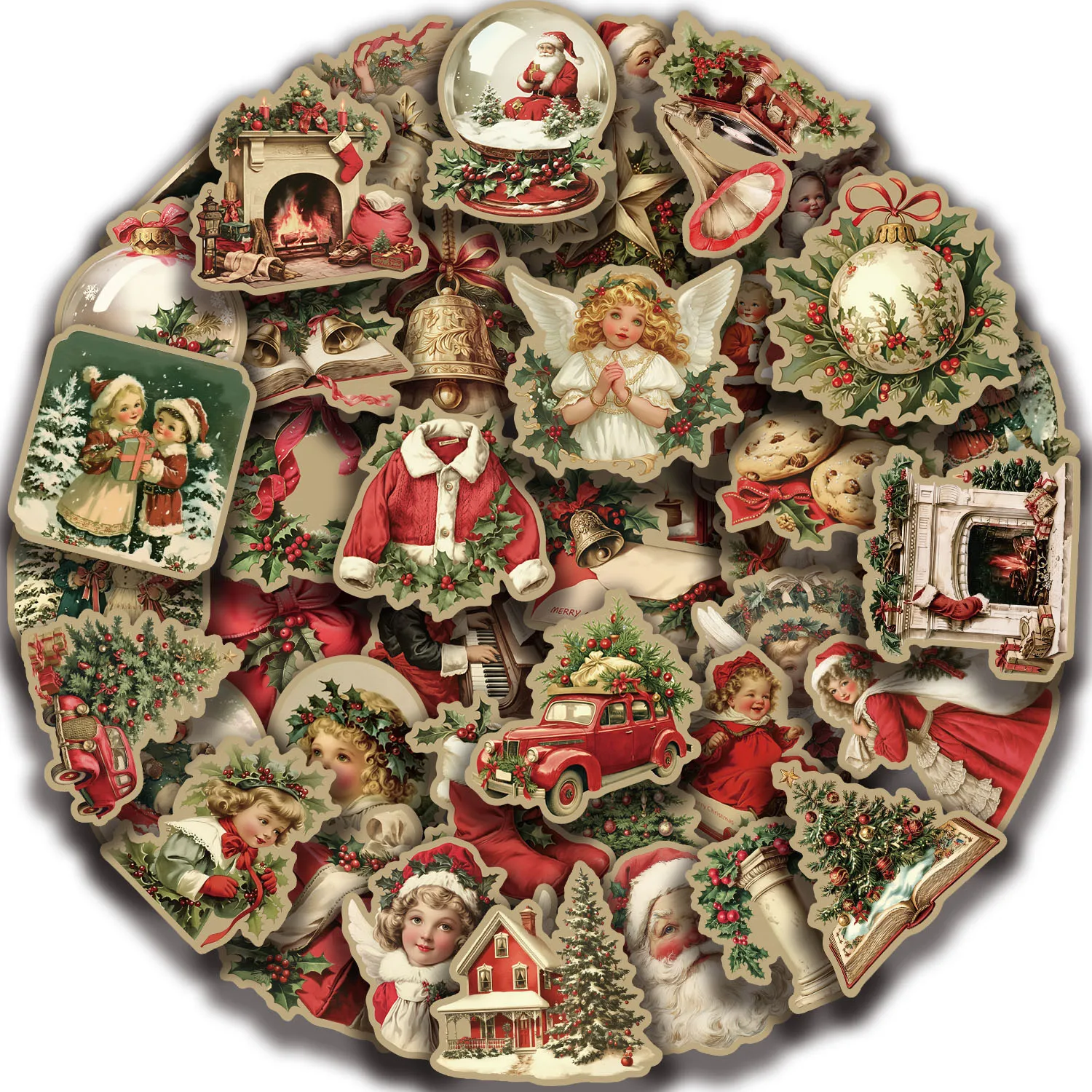 50 Stück Retro süße Weihnachtsmann Weihnachten Cartoon Aufkleber Laptop Telefon Scrapbook Koffer Wandaufkleber Klassiker Spielzeug