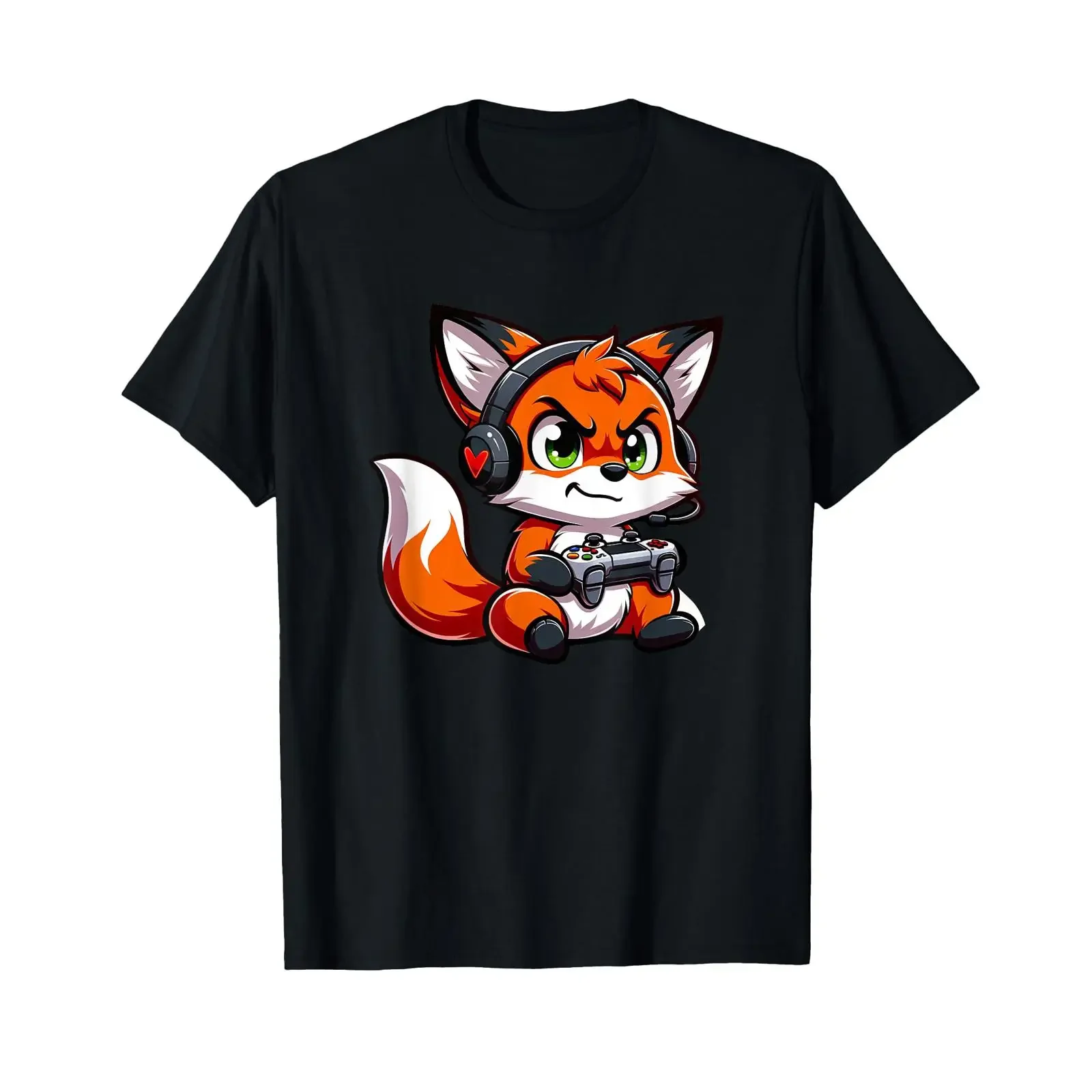 Funny Red Fox Gamer Video Games Boys Girls Kids T Shirt vintage Washed Slightly Soft graphic Stretched Stylish homme streetwear
