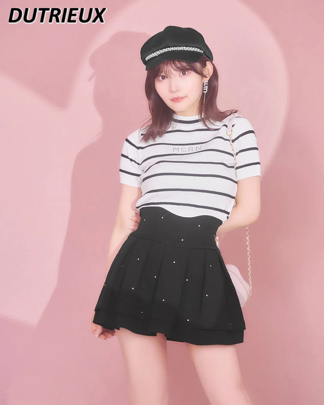 Summer New Sweet Girl High Waist Rhinestone Shiny Short Black Skirt Slimming All-matching Mini Skirts Culottes for Women