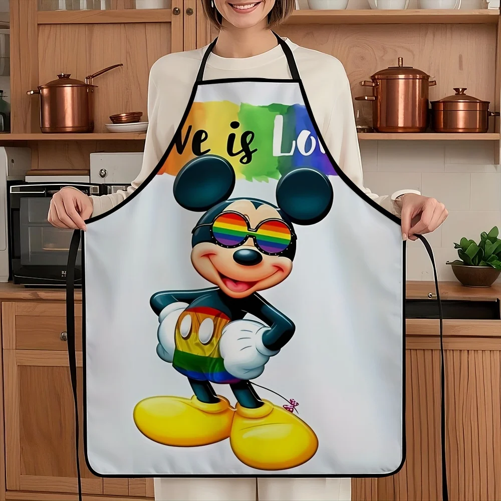 

Цельный фартук с классическим персонажем мультфильма «Микки Маус», идеально подходит для рукоделия, выпечки, рисования, кухни и домашней уборки, фартук для шеф-повара, официанта, кафе, барбекю, кухонные принадлежности