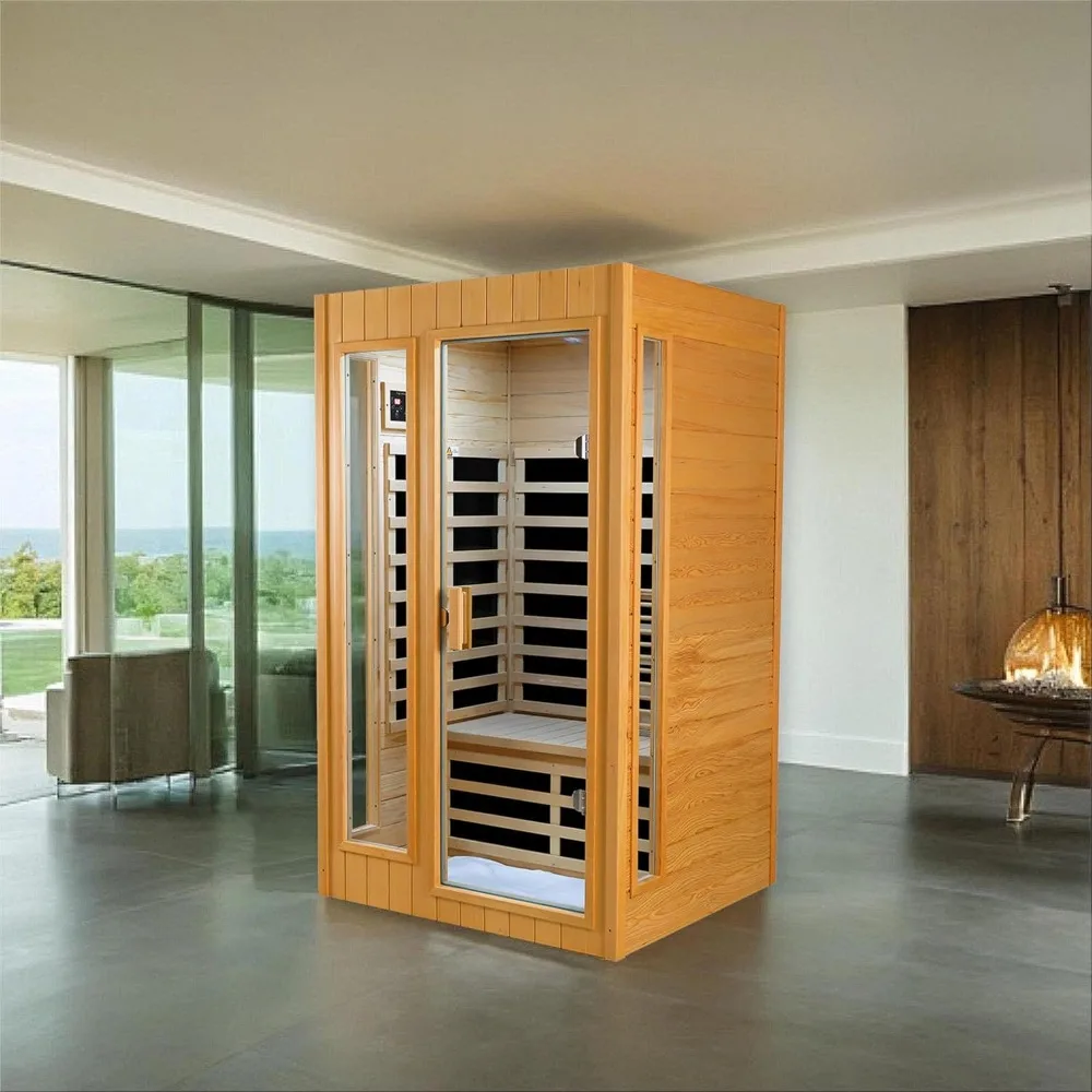 Infrared Sauna, Far Infrared Saunas for Home, Hemlock Wood Sauna Room, Low EMF Indoor Home Sauna Spa,1500Watt,Bluetooth Speakers