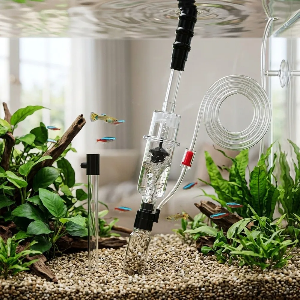 for Aquarium For Gravel Cleaner with For Pneumatic Suction Transparent Sewage Tank 1340 mm Hose Length 19 cm Rod