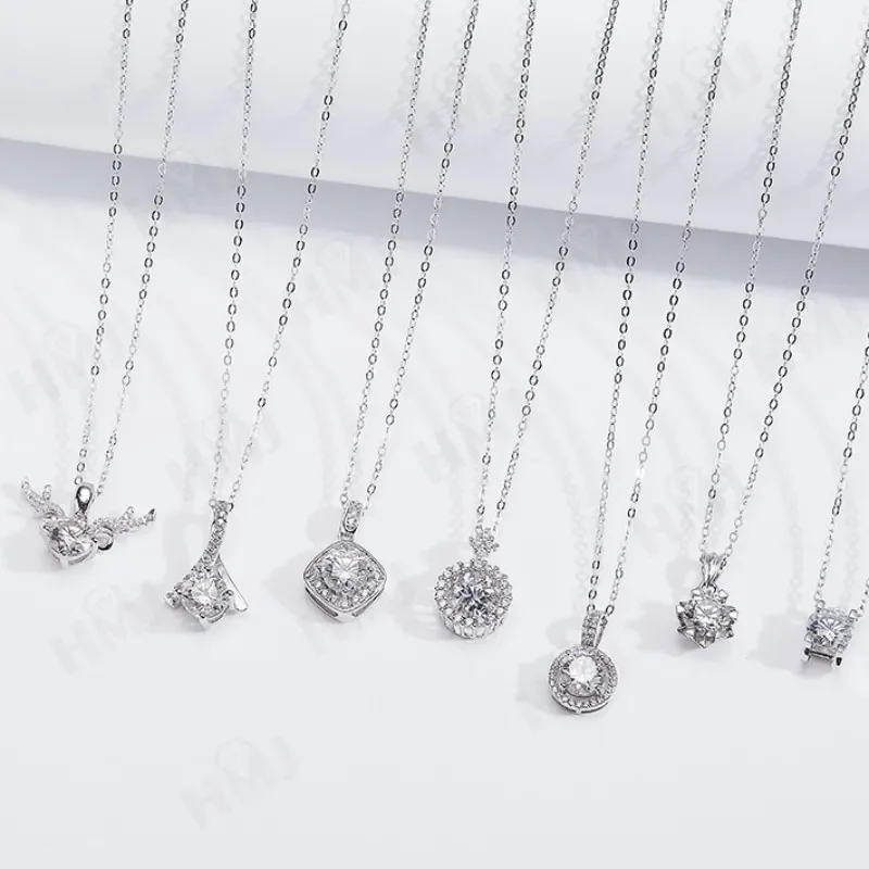 Moissanite Necklaces 925 Sterling Silver D Color Round Shape Prong Setting Anniversary Thanksgiving Day Gift Wedding Elegant