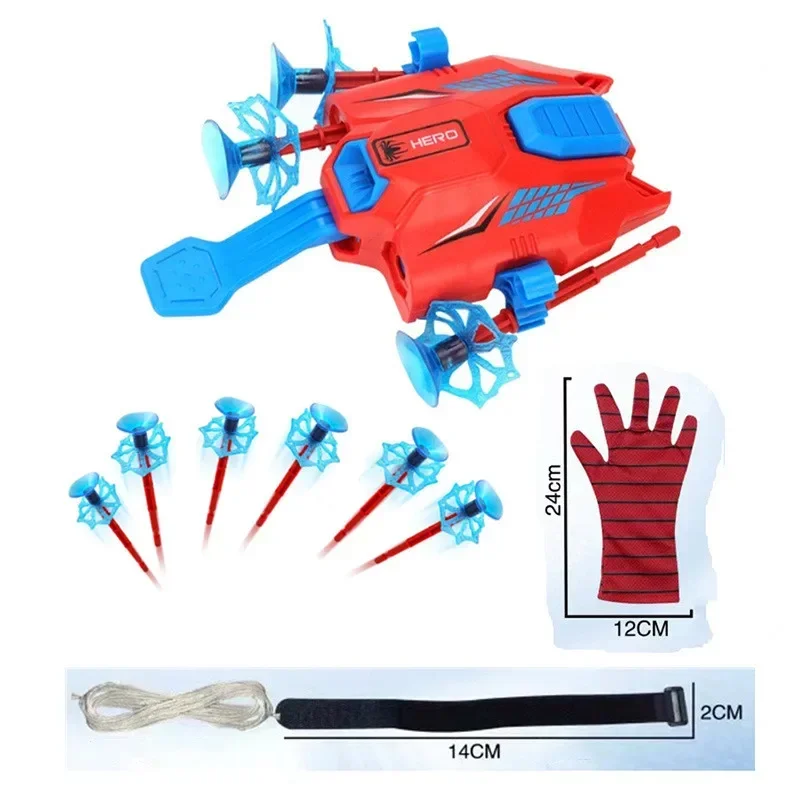 Marvel Kids Suction Cup Gloves Soft Bullet Gun Launcher Anime Hero Spider-Man Wrist Infrared Dual Launcher Holiday Gift Toy