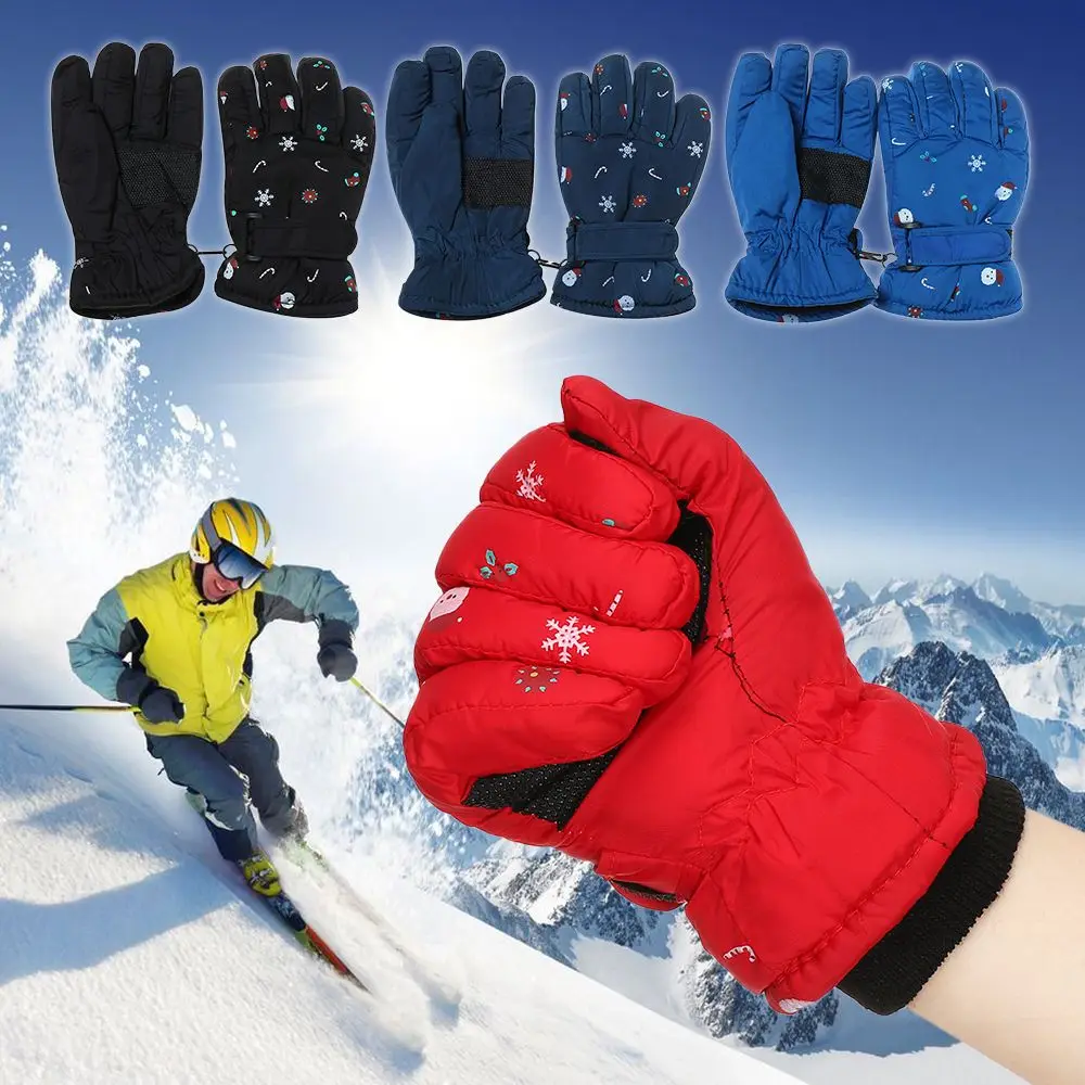 Children Kids Thicken Warm Non-slip Snow Snowboard Windproof Waterproof Children Ski Gloves Long-sleeved Mitten