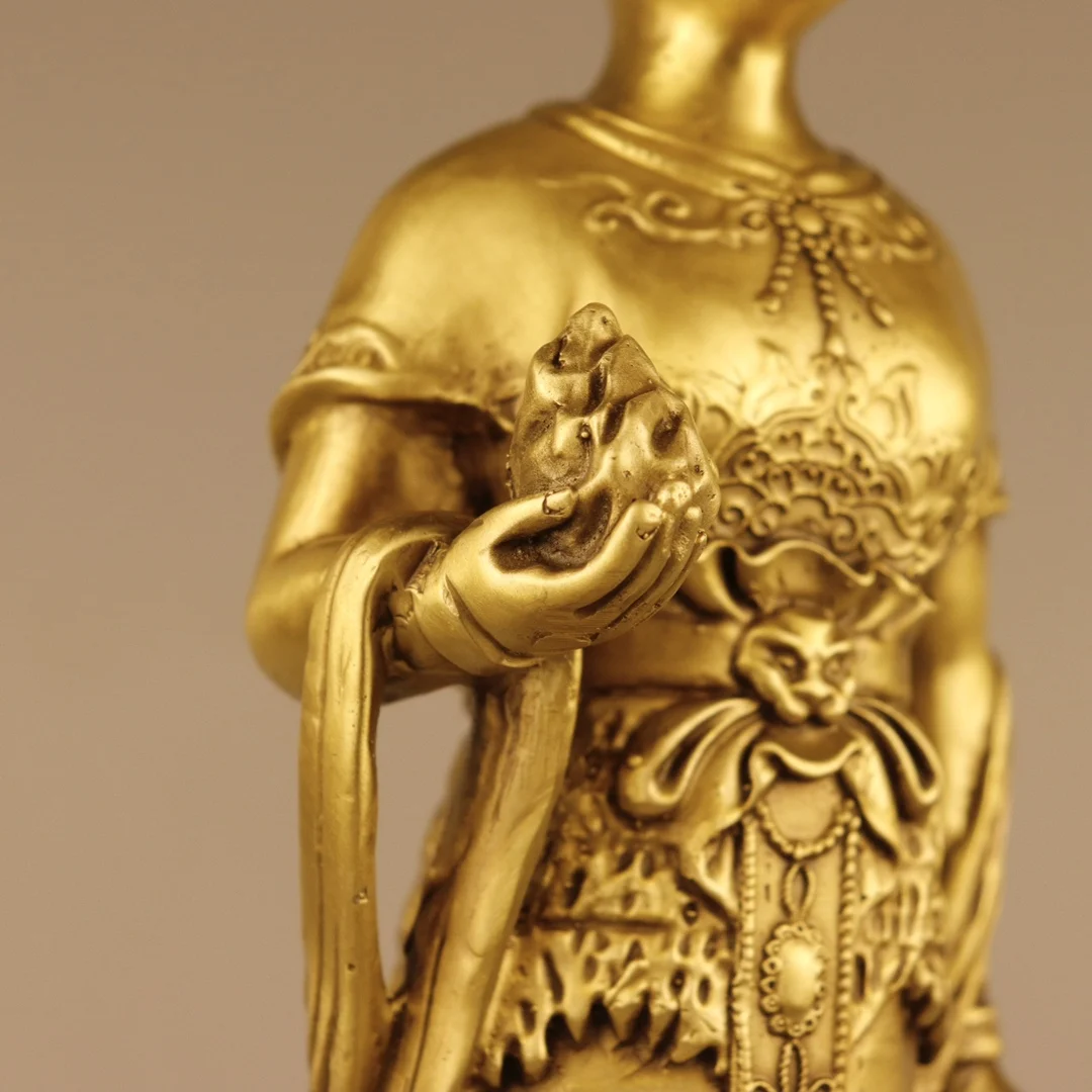 Old Xizang Folk Collection Old Brass Goddess N ü wa Divine Carving Immorta Statue Save the people Worship Hall Town house