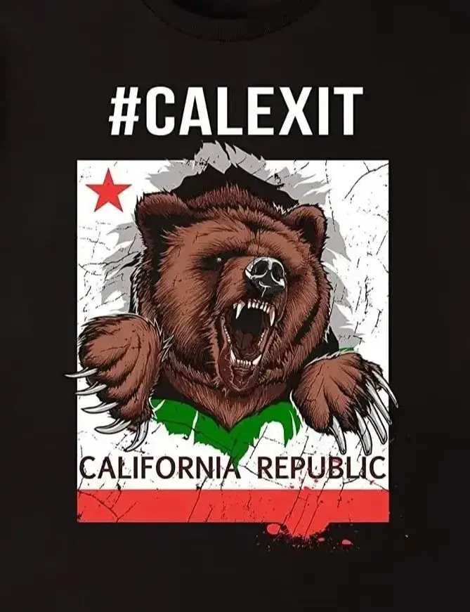 California Bear Tearing Flag T-Shirt 100% Cotton O-Neck Summer Short Sleeve Casual Mens T-shirt Size S-3XL