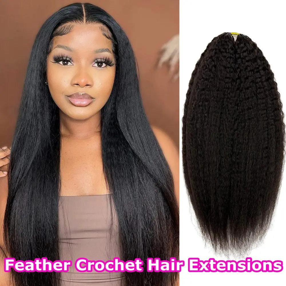 

Invisible Micro Loop Crochet Hair Brazilian 12A Kinky Stranght Bundles Pre-Separated Reusable Crochet Human Hair Extension