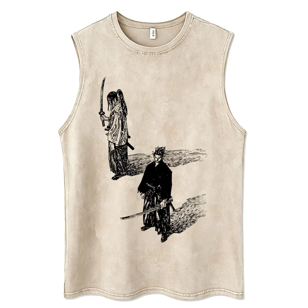 Anime Vagabond Miyamoto Musashi Destiny Flutters in The Wind Vintage Washed Tank Tops Men Casual Cotton Sleeveless Vest T Shirts