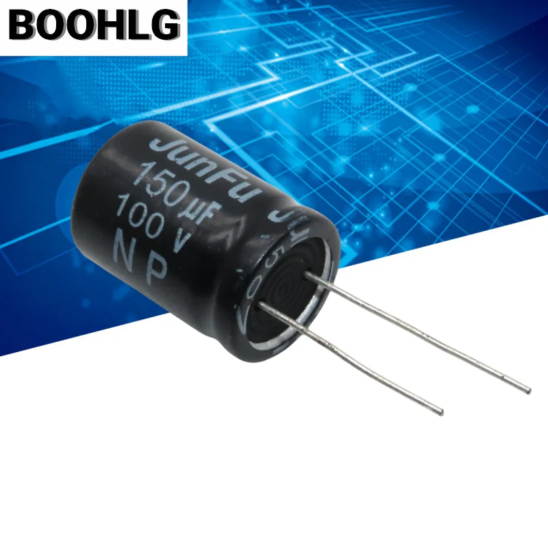 Condensatore elettrolitico in alluminio non polare NP verticale 5 pezzi 100 V 150 uf 18X25 mm