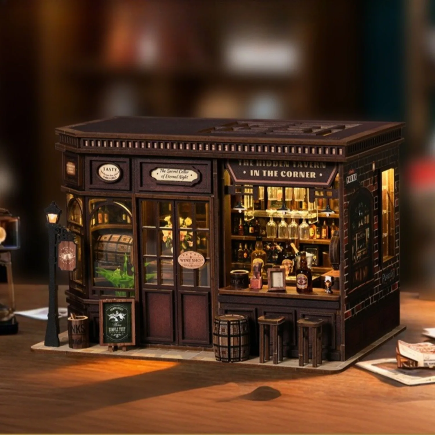 Book Nook Corner Bistro DIY Hut Hand-assembled miniature model 3D three-dimensional creative puzzle booknook
