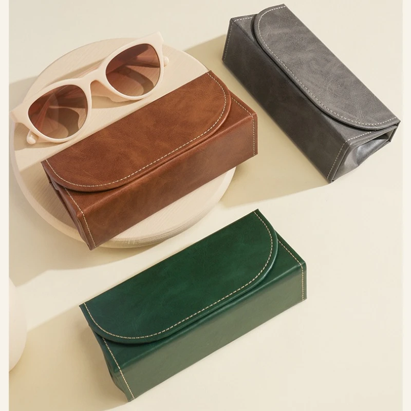 

New Fashion Glasses Case Myopia Sun Eye Box Men and Women Anti-pressure Mirror Case Leather Optical Lens Case