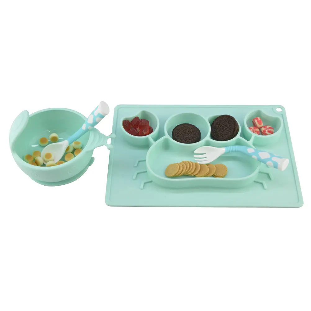 

Silicone Crab Shape Dining Tray Baby Table Mat -Piece Suction Cup Plate Meal Dish Silicone Baby Tableware Feeding Bowls