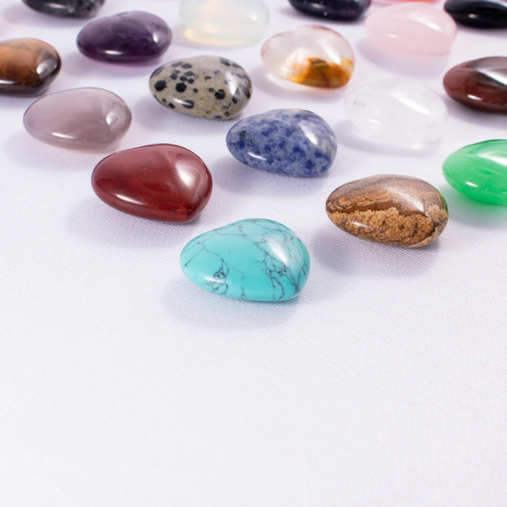 20 pcs/bag 25MM Natural Crystal Non Porous Peach Heart love Carving Palm Healing Worry Stone Chakra Aura Balance Gem Decoration