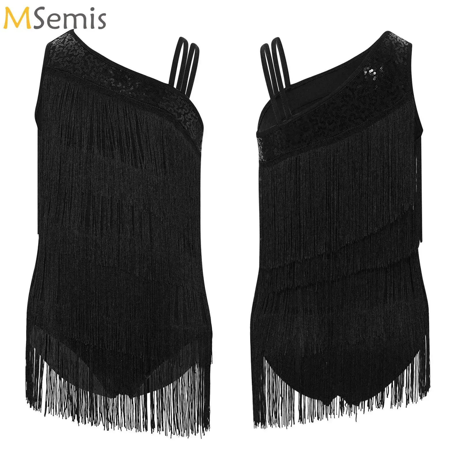 

Shiny Modern Latin Dance Tassels Leotards Dress for Kids Girls Ballroom Fringe Chacha Rumba Tango Salsa Bodysuit Stage Costume