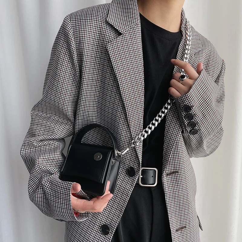 Black Mini Crossbody Bags for Women Thick Chain Strap Small Flap Square Shoulder Bags Pu Female Lipstick Handbag and Purse