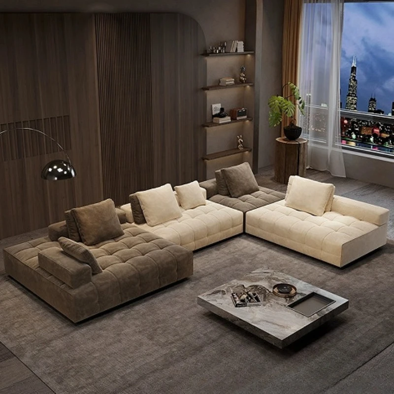 Nordic high-end first-layer leather sofa, combined with simple modern leisure living room full leather sofa soft decoration