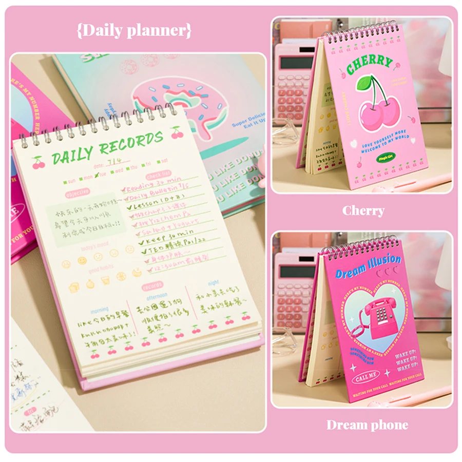 Cute Planner Notebook Time Management Schedule Book Coil Book Notepad Ins Student Stationery School Office Supplies