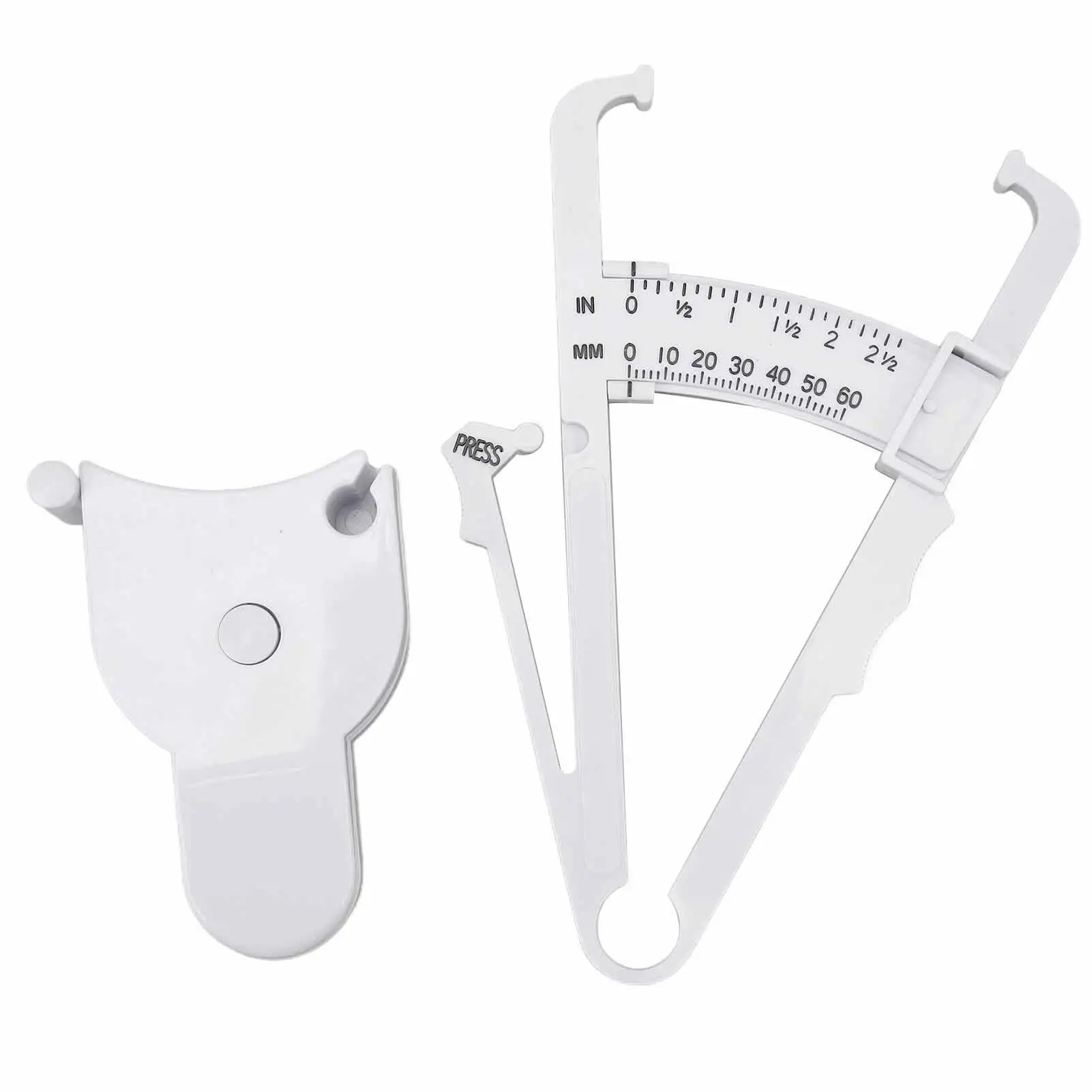 Probador de pinza de grasa para la piel, herramienta de medición corporal para fitness, Clip tipo prensa con cinta métrica en Mm y pulgadas