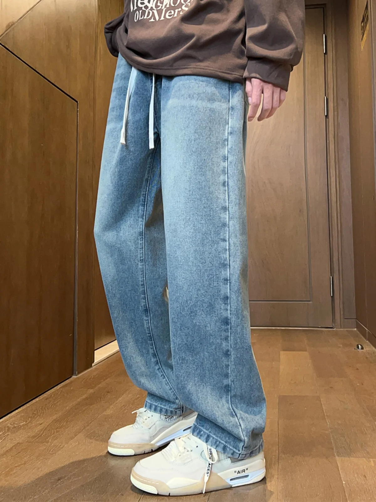 

Мужские джинсы в американском ретро-стиле, весна-осень, свободные, прямые, повседневные брюки, уличный стиль, крутой бренд, молодежная одежда, выцветшие