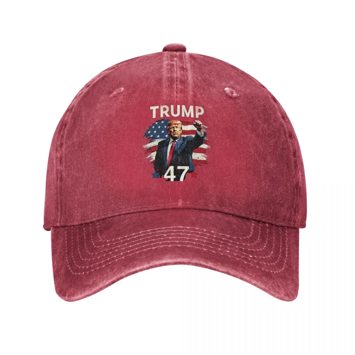 Trump 47 New Soft Top Washed Vintage Coated Cloth Cap Sunhat Distressed Casual Baseball Cap