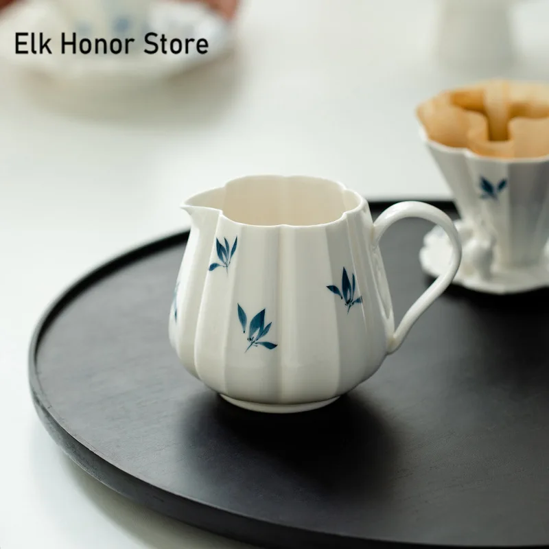 280ml Hand-painted Butterfly Orchid Lotus Petal Tea Pitcher Coffee Fair Cup Tea-separating Cha Hai Justice Cup Craft Accessories