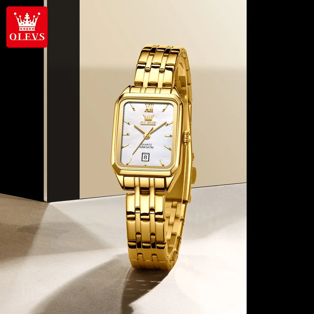 OLEVS Watches For Women Original Square Quartz Wristwatch Waterproof Casual Fashion Elegant Dress Date Ladies Watches Gifts 5616