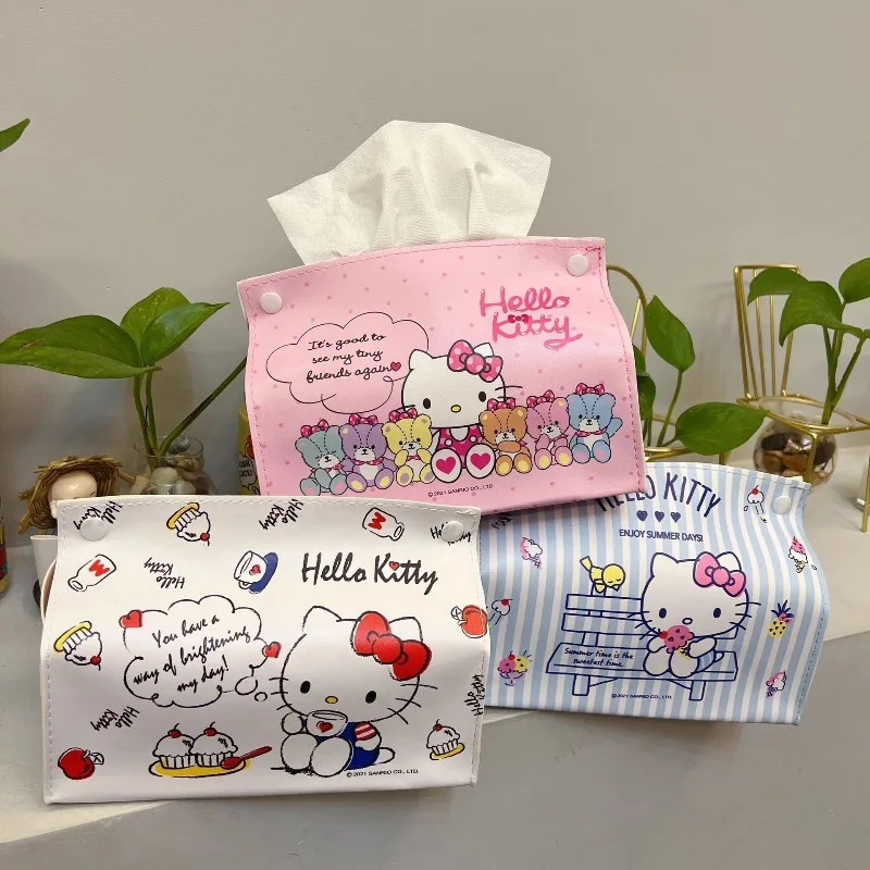 

Hello Kitty Paper Box Cartoon Cute Girl Kt Dormitory Car Home Office Learning Portable Paper Box Desktop Ornament Gift Wholesale