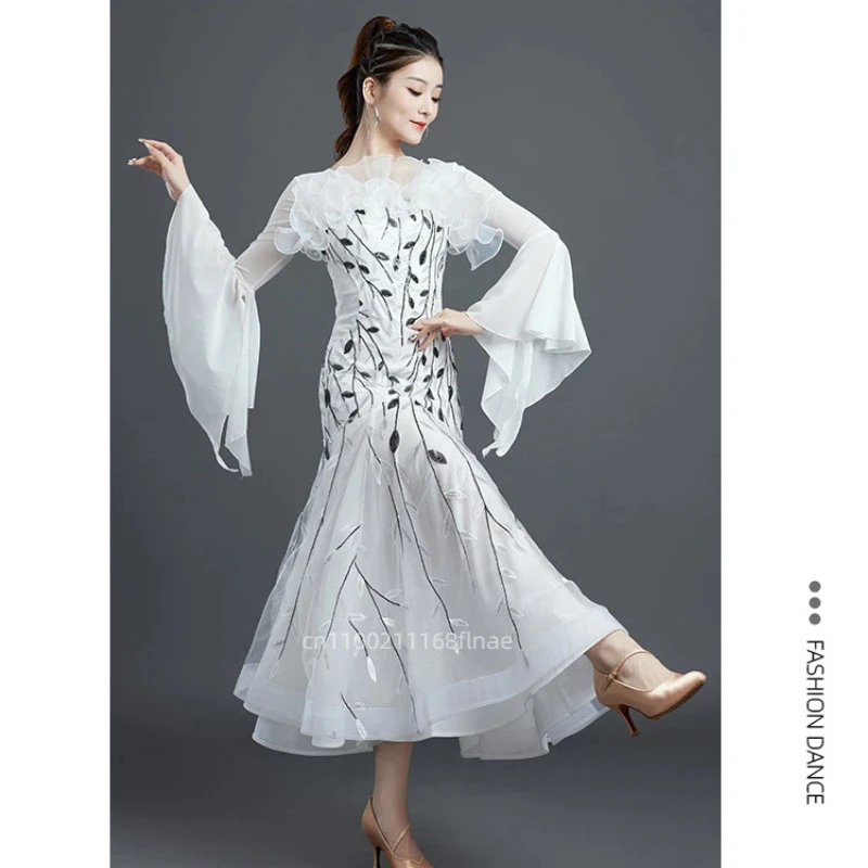 New Modern Dance Skirt Waltz Social Dance Pendant Dress Table Performance Skirt National Standard Competition Dress