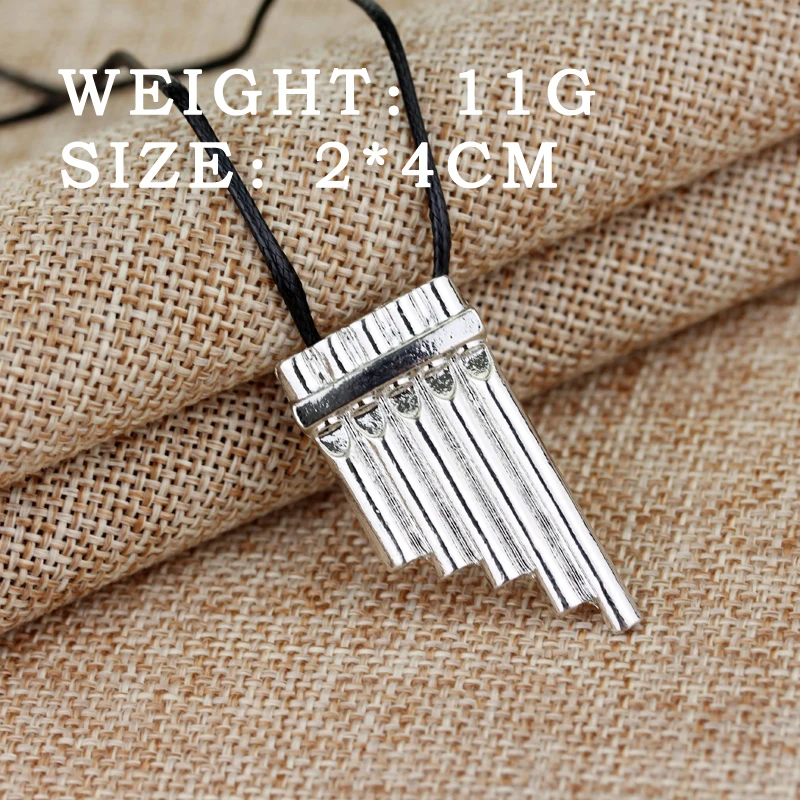 Cute Peter Pan Flute Alloy Pendent Black Rope Necklace Gift For Man Woman Fans Movie Jewelry Necklaces