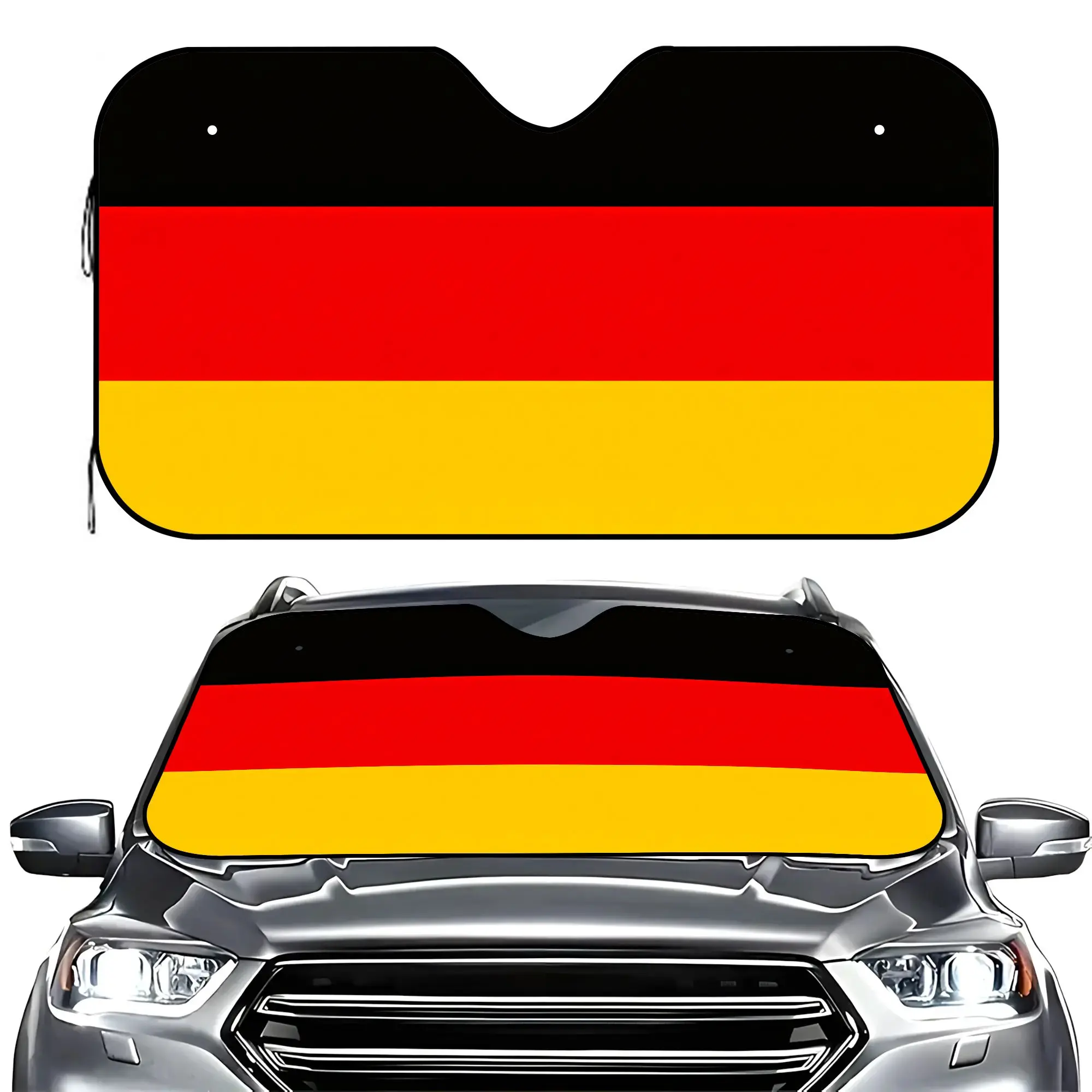 Germany Flag Car Windshield Sun Shade, Foldable UV Ray Reflector Visor Protector, Thermal Insulated Car Interior Decor