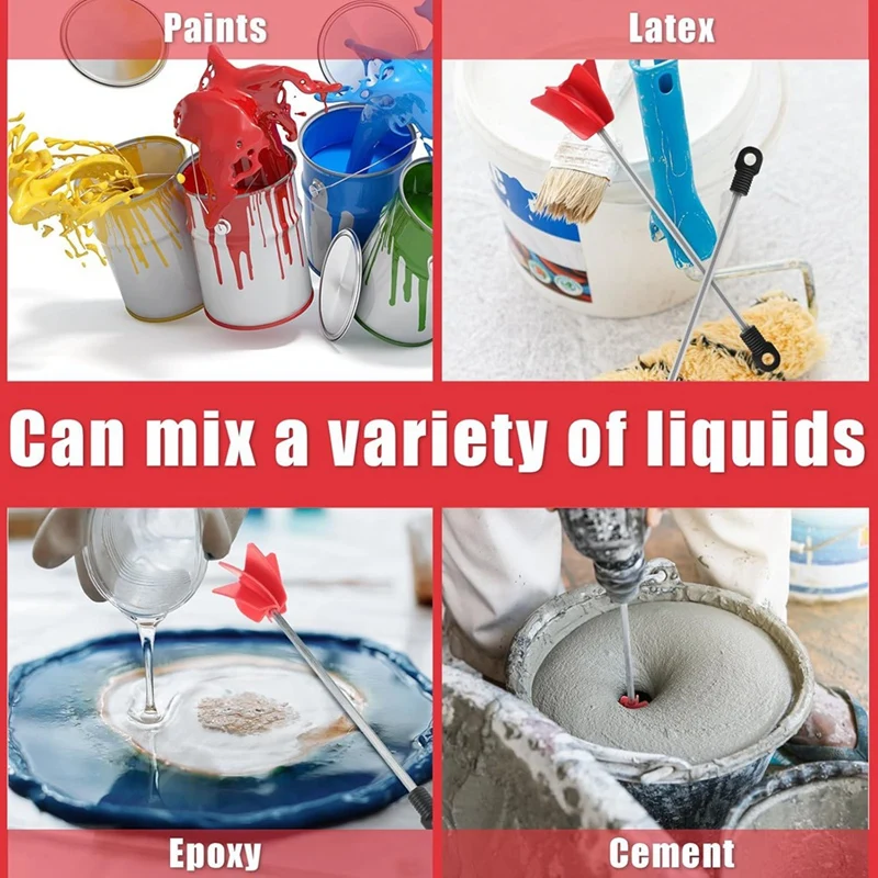 A23T Paint Mixer Drill Attachment, 5 Pack Paint Stirrer for Drill, Helix Design for Mixing Epoxy Latex Paint, 11 Inch, for Most