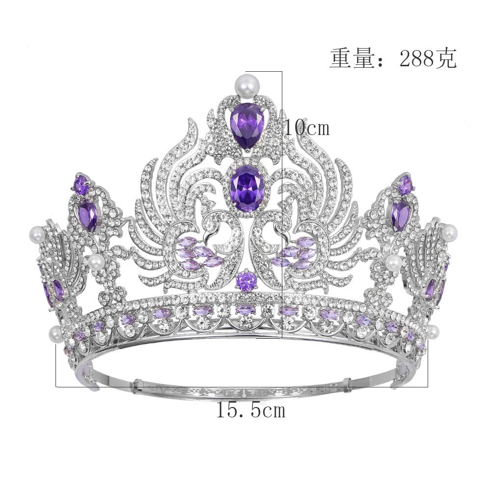 Imagem -03 - Coroa de Cristal Roxo Barroco para Mulheres Tiara de Luxo Cocar de Noiva Jóias de Cabelo Strass Diademas Acessórios de Festa